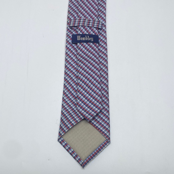 Wembley Classic Red and Blue Plaid Tie - Picture 3 of 6